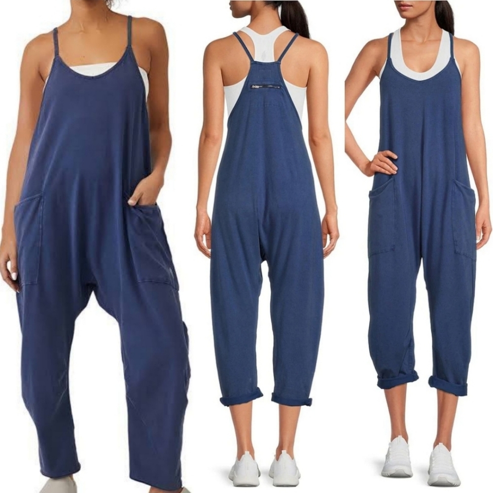 OFFERS New Free People FP Movement Hot Shot Onesie French Navy M Blue Jumpsuit - Picture 3 of 15